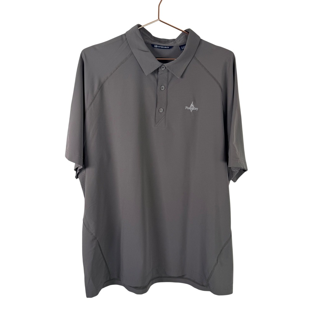 Cutter & Buck Mens XL Pine Valley Golf Polo Shirt Gray Short Sleeve Response